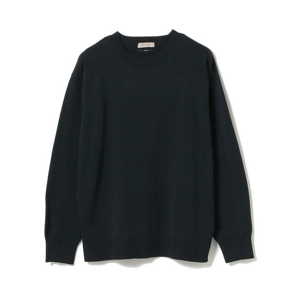 BEAMS シンプル モックネック ニット.M ネイビー Demi-Luxe BEAMS
