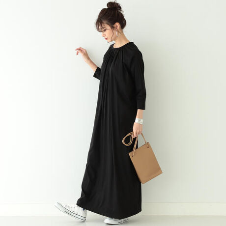 BEAMS LIGHTS / 手洗い可能 ラグラン ギャザー カットワンピース 