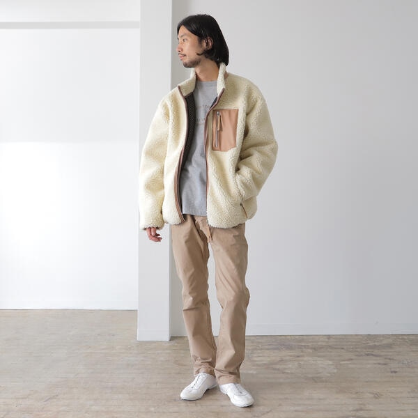 BEAMS LIGHTS ／ シープレザー ボアフリース ブルゾン