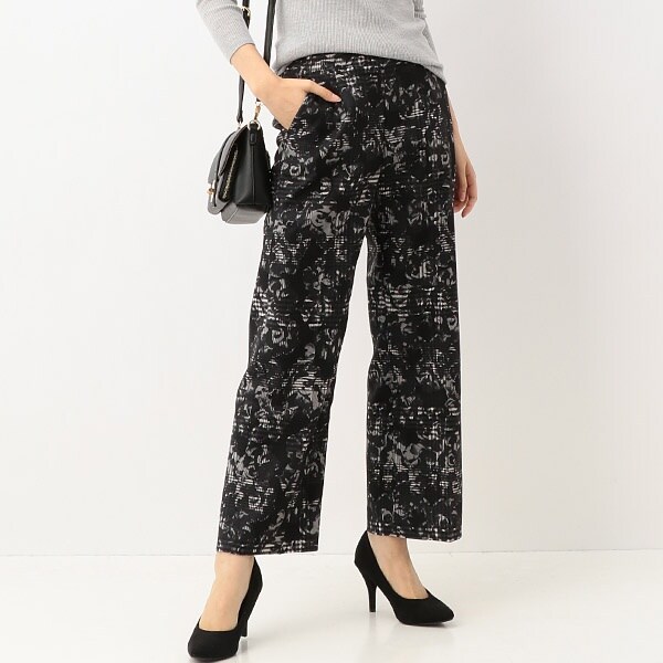 セミワイド10分丈 】グレンチェックx花柄プリント パンツ | フット