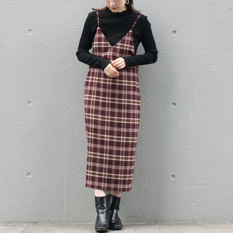 S M Ll 3l 4l 洗える Trチェックキャミワンピース ラビアンジェ Laveange ファッション通販 マルイウェブチャネル