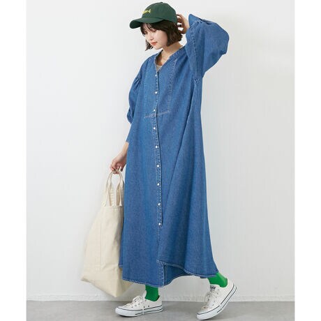 Ss新作入荷 M L Ll 3l 洗える デニムマキシワンピース ラビアンジェ Laveange 5738 ファッション通販 マルイウェブチャネル