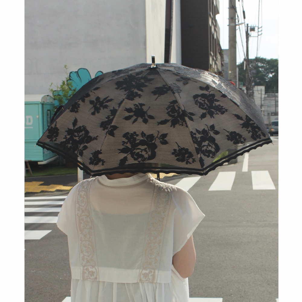 完全遮光 晴雨兼用/レース二重張りスライド式 傘 | ラビアンジェ
