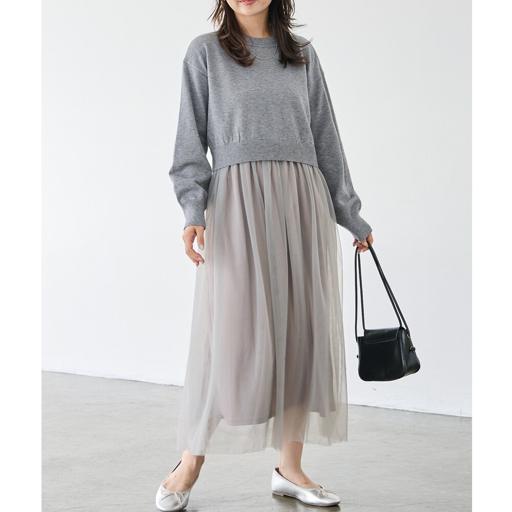 チュールスカートドッキングニットワンピース | ラビアンジェ(LAVEANGE