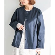 【好機能シリーズ】撥水/UV/洗濯機可/ノーカラーコクーンジャケット