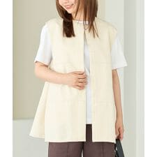 【洗える】切替ノーカラーベスト