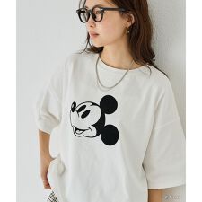 ミッキー/フロッキープリントTシャツ