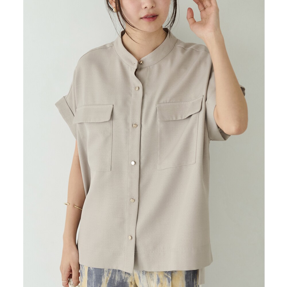 美品◯アンタイトル【さらっと羽織れる／接触冷感／洗える】リネン混ベーシックシャツ さらっと羽織れる／接触冷感／洗える】リネン混ベーシックシャツ