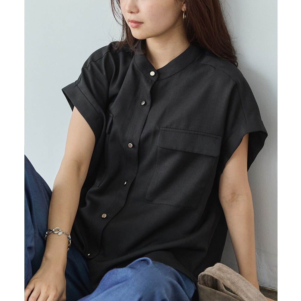 美品◯アンタイトル【さらっと羽織れる／接触冷感／洗える】リネン混ベーシックシャツ さらっと羽織れる／接触冷感／洗える】リネン混ベーシックシャツ