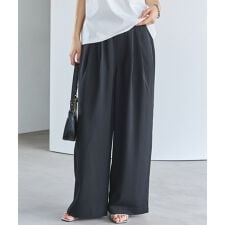 【洗える】セミワイドタックパンツ