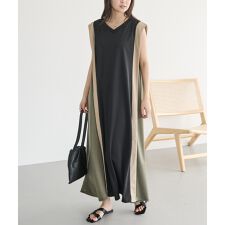 ラビアンジェ(LAVEANGE)の【洗える】バイカラーノースリーブワンピース