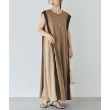 ラビアンジェ(LAVEANGE)の【洗える】バイカラーノースリーブワンピース