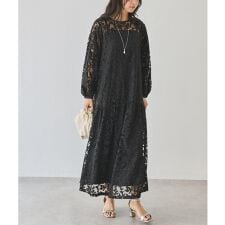 フラワー刺繍ワンピース(インナーキャミ付き)