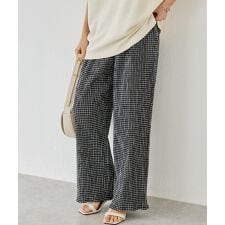 【洗える】楊柳チェックパンツ