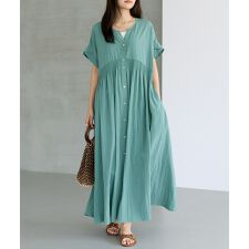 【好機能シリーズ】接触冷感/ウエストシャーリングワンピース