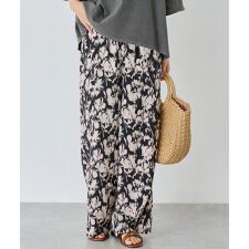 ぼかし花柄ウエストシャーリングパンツ