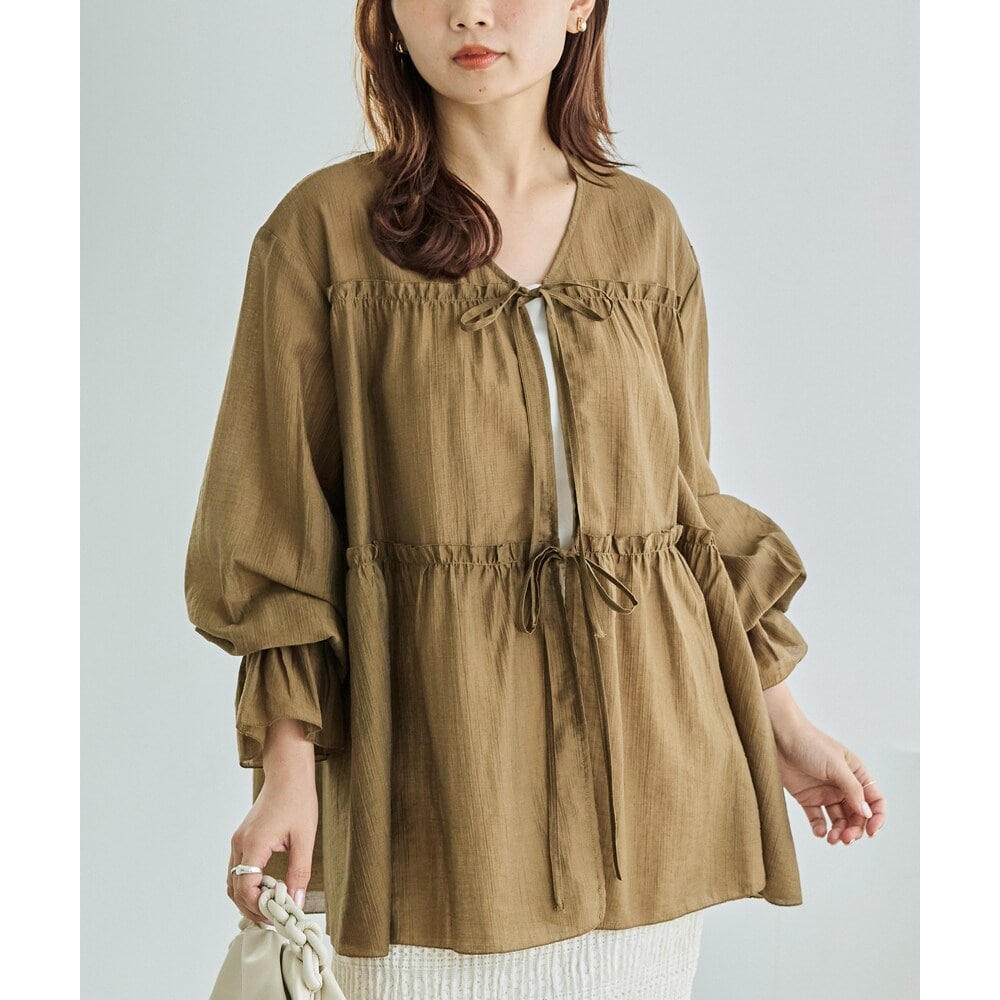 楊柳シフォンギャザーブラウス audrey and john wad（オードリーアンドジョンワッド）の
