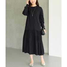 【好機能シリーズ】吸湿発熱/静電気防止 ポンチ異素材切替ワンピース