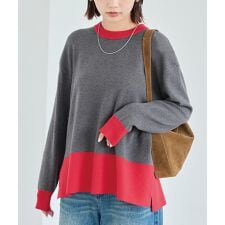 ラビアンジェ(LAVEANGE)のバイカラークルーネックニット