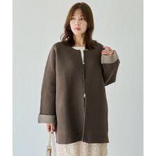 ラビアンジェ(LAVEANGE)のダブルジップノーカラージャケット