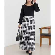 ラビアンジェ(LAVEANGE)のチェックジャガードニットワンピース