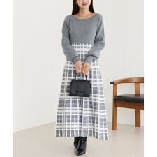 ラビアンジェ(LAVEANGE)のチェックジャガードニットワンピース