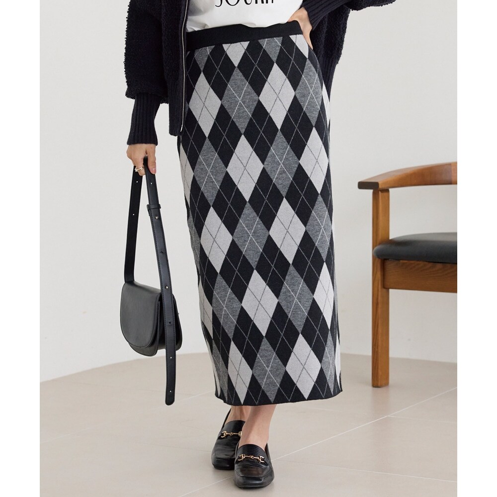 WEB限定】チェックタフタ ギャザースカート 23FW -ウォッシャブル