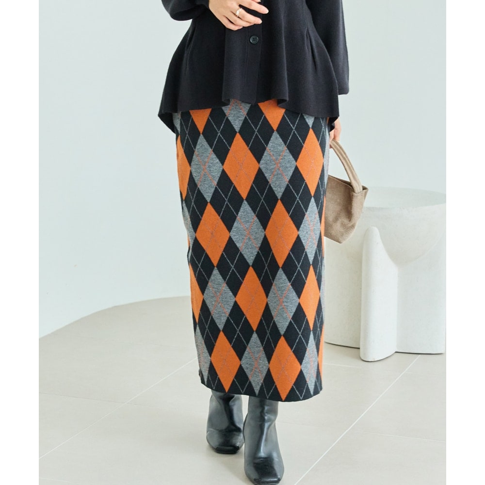 WEB限定】チェックタフタ ギャザースカート 23FW -ウォッシャブル