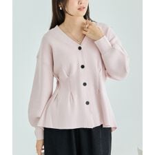 ラビアンジェ(LAVEANGE)の【洗える】ウエストタックニットカーデ