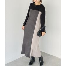 ラビアンジェ(LAVEANGE)の【洗える】カラーブロッキングニットワンピース