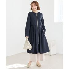 タックプリーツノーカラーコート