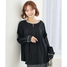 【洗える】パイピング配色ブラウス