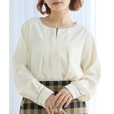 【洗える】パイピング配色ブラウス