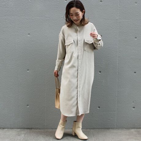 洗える M Ll 3l 4l 5l ストレッチコーデュロイシャツワンピース ラビアンジェ Laveange ファッション通販 マルイウェブチャネル