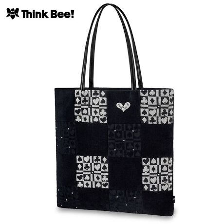 Think Bee! ハンドバッグ トートバッグ ハート ビーズ 刺繍 ブラック 