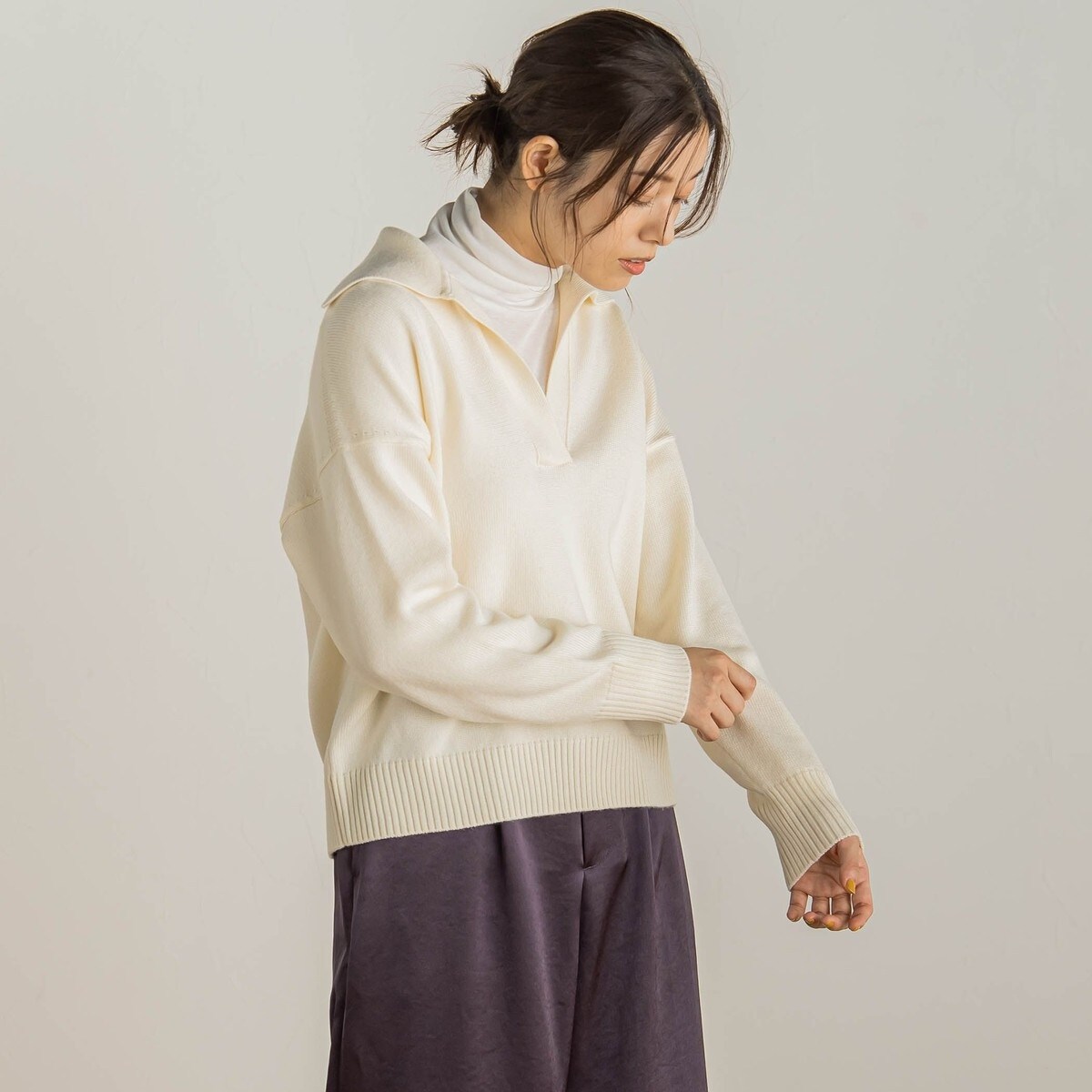 襟付きスキッパーニットプルオーバー≪手洗い可能≫ | ドロワット