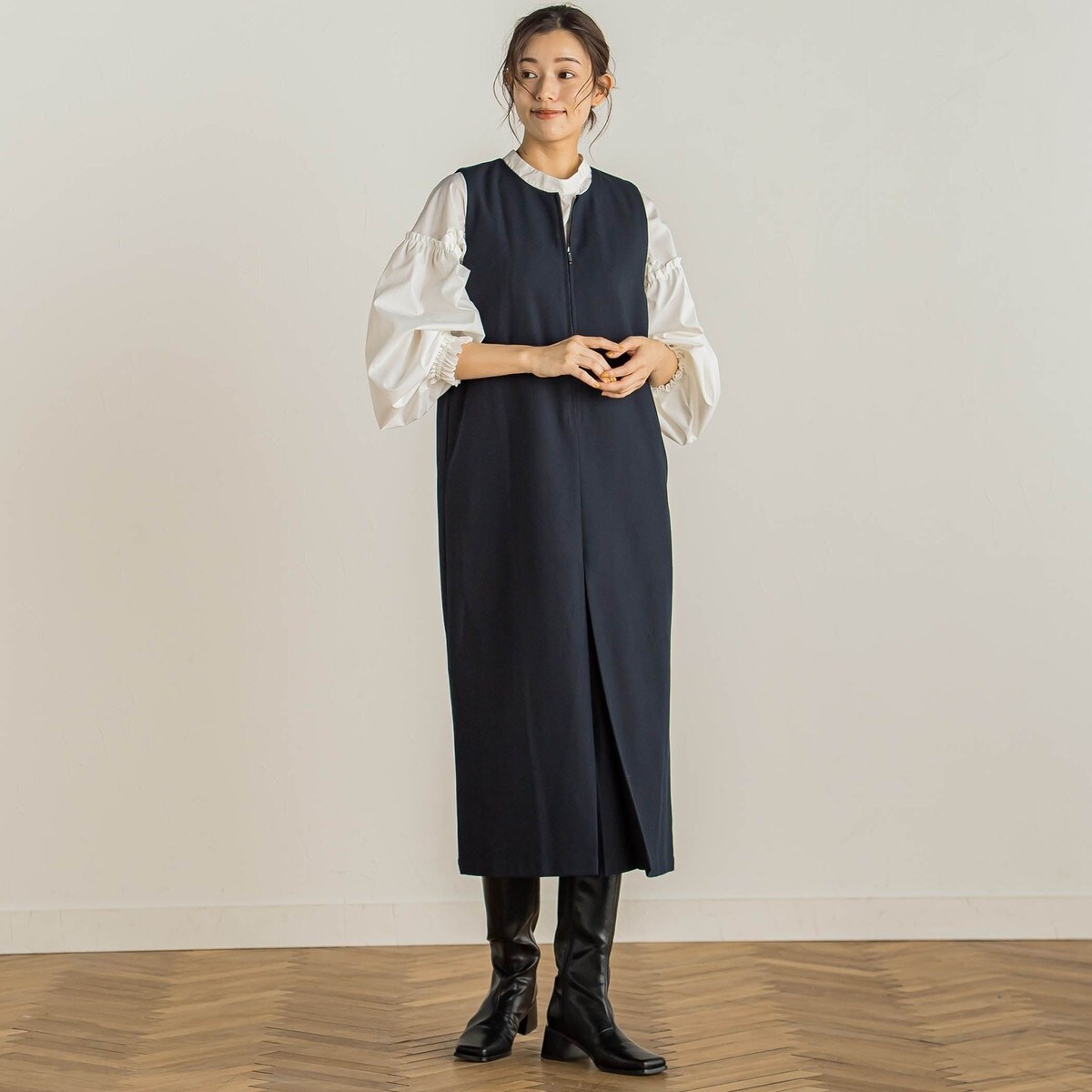 mページ✽+ワンピース+✽ NOMBRE IMPAIR｜レトロフラワープリント 5分袖 ワンピース 01-1