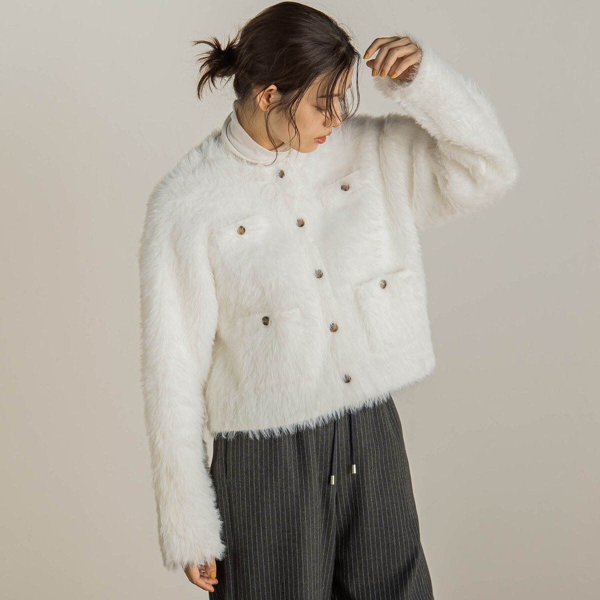 DOORS ハミルトンウール畦クルーネックカーディガン URBAN RESEARCH DOORS｜ハミルトンウール畦クルーネック