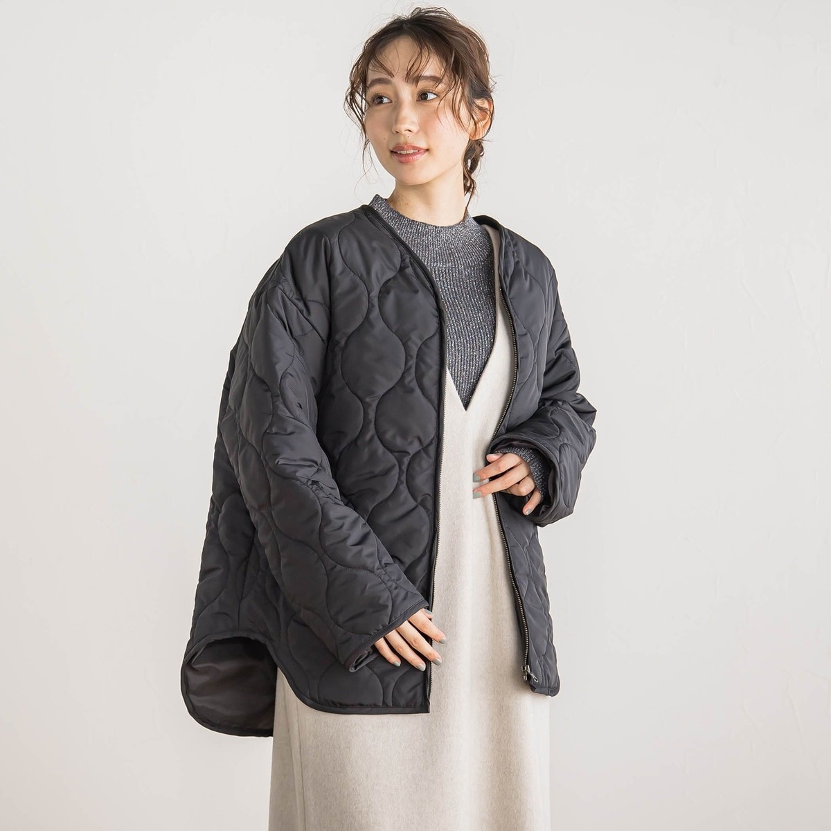 Spick & Span 撥水フーデッドダウンハーフコート　カーキ　38サイズ ce017-69194-01b.jpg?basethum=225
