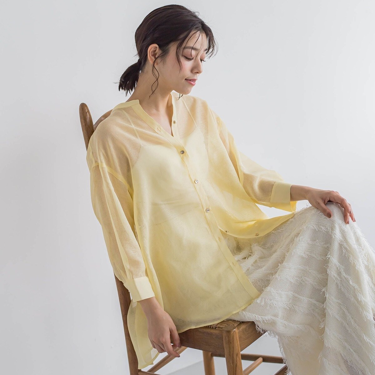 Droite lautreamont / ドロワットロートレアモン 【WEB限定】シアーリネンライクBACKリボンシャツ≪手洗い可能≫ WEB限定】シアーリネンライクBACKリボンシャツ≪手洗い可能