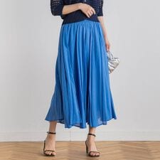 【WEB限定】麻調シアーシャーリングフレアスカート≪手洗い可能≫