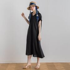 【新色追加】レーヨン麻ポプリンワンピース≪手洗い可能≫