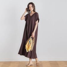 【新色追加】レーヨン麻ポプリンワンピース≪手洗い可能≫