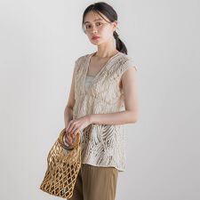 ドロワットロートレアモン(Droite lautreamont)のチュールコード刺繍ビスチェ≪洗濯機で洗える≫