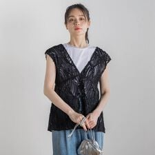 ドロワットロートレアモン(Droite lautreamont)のチュールコード刺繍ビスチェ≪洗濯機で洗える≫