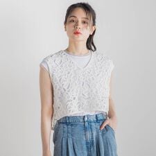 コットンレースベスト≪手洗い可能≫