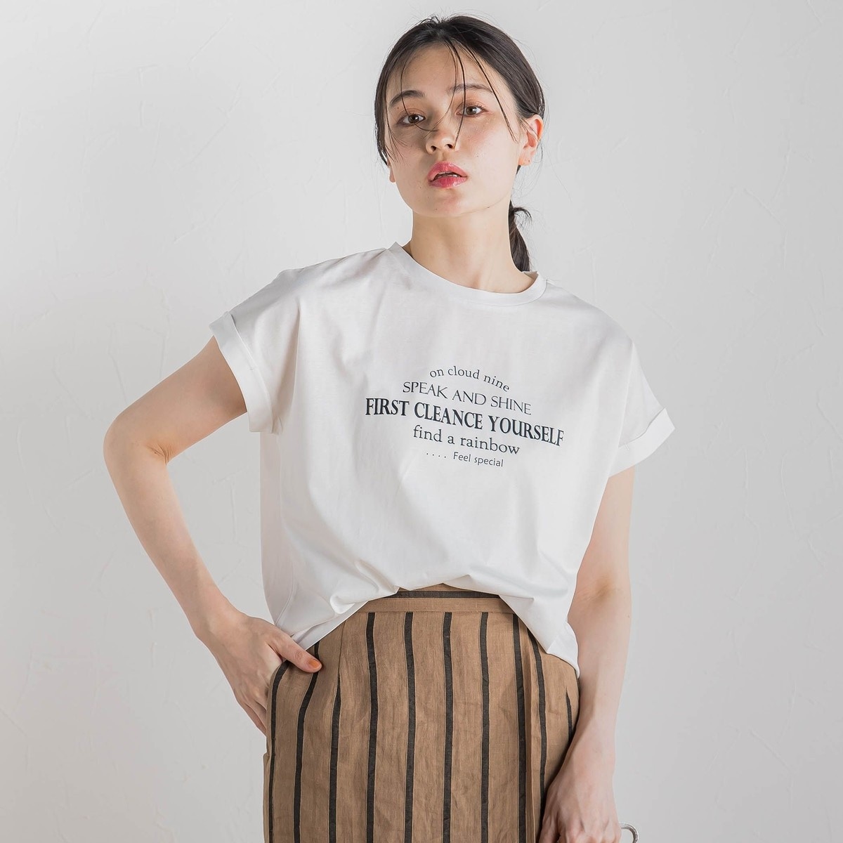Droite lautreamont / ドロワットロートレアモン 【WEB限定】ドライタッチコットンミックスロゴT≪洗濯機で洗える≫ WEB限定】ドライタッチコットン英文ロゴT≪洗濯機で洗える