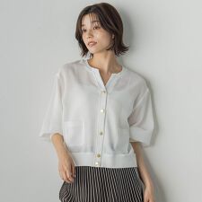 変わり織りメッシュVカーディガン≪手洗い可能≫