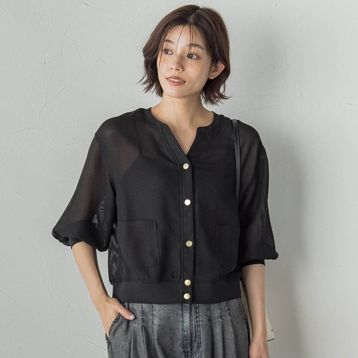 カーディガン 「カタログ掲載」ケーブル編みVネックカーディガン「手洗い可能」 レディース