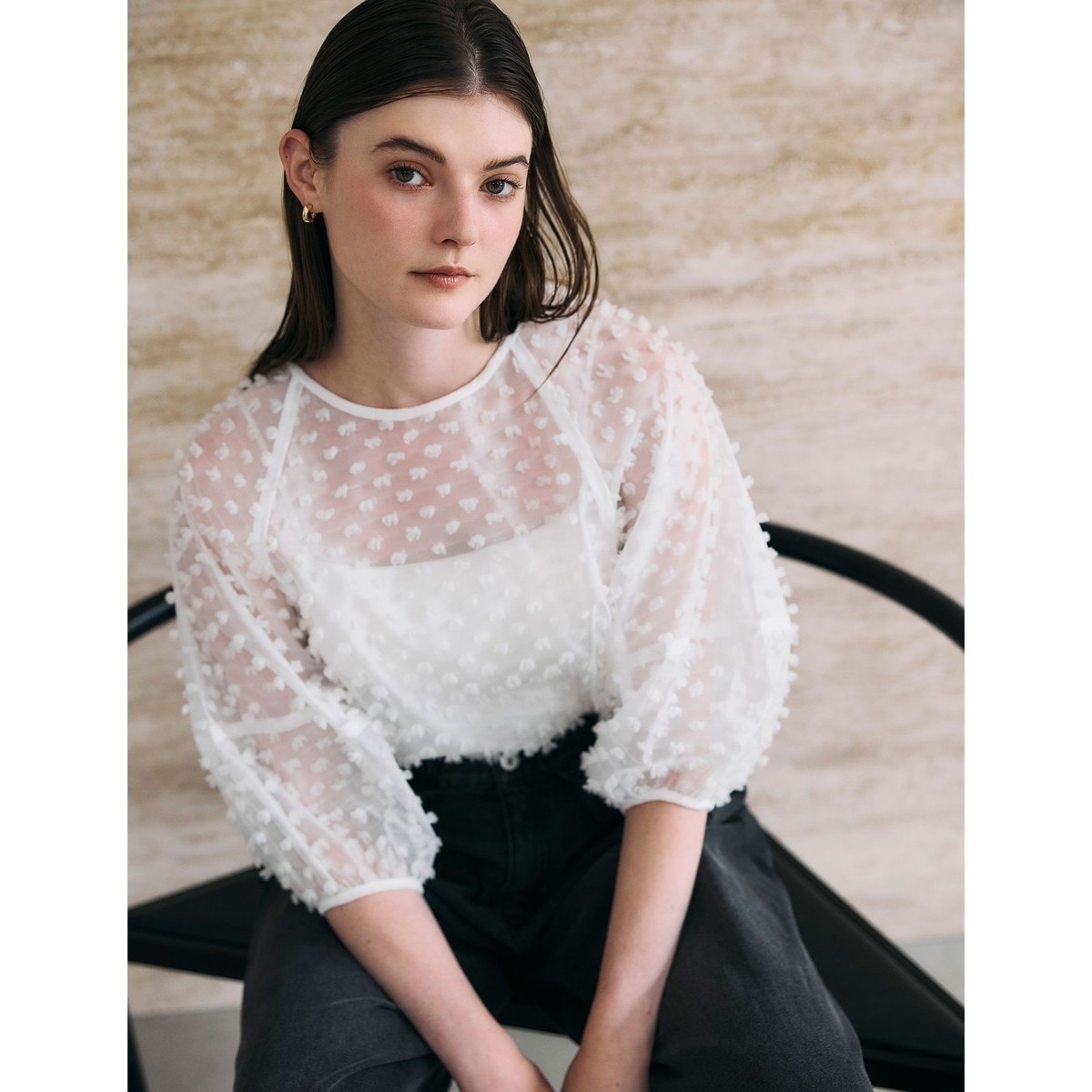 ドロワットロートレアモン（Droite lautreamont）/ポンポンジャガードブラウス≪洗濯機で洗える≫ ポンポンジャガードブラウス≪洗濯機で洗える≫ | ドロワットロート